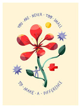 Illustration engagée papier recyclé Never Too Small